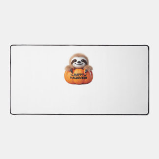 かわいいナマケモノに座って。文字ハッピーハロー デスクマット