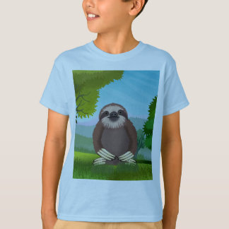 かわいいナマケモノに微笑モノグラムのむ Tシャツ