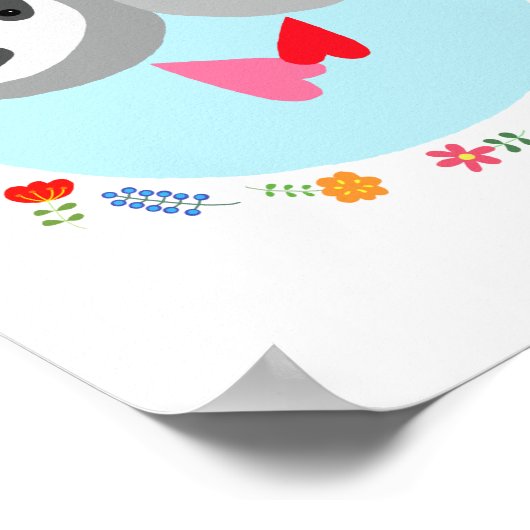 かわいいナマケモノのアートポスター 面白い 幸せ かわいいナマケモノプリント ポスター (角)