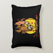 かわいいナマケモノのカップルのバレンタインデー動物 アクセントクッション (正面(垂直))