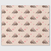 かわいいナマケモノのカップルのラブパターン ラッピングペーパー (フラット)