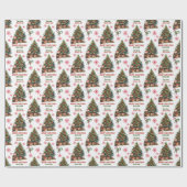 かわいいナマケモノのクリスマスツリーキッズ ラッピングペーパー (フラット)