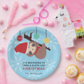 かわいいナマケモノのクリスマス・パニープレート 冬のホリデーシーズン ペーパープレート (パーティー)