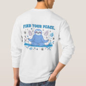 かわいいナマケモノのグラフィックで平穏を見つける Tシャツ (裏面)