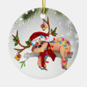かわいいナマケモノのジャングル野生動物サンタハット セラミックオーナメント (正面)