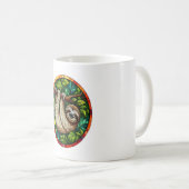 かわいいナマケモノのステンドグラスオーナメント コーヒーマグカップ (正面右)