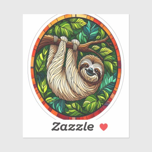 かわいいナマケモノのステンドグラスオーナメント シール (シート)