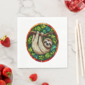 かわいいナマケモノのステンドグラスオーナメント スタンダードランチョンナプキン (インサイチュ)