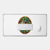 かわいいナマケモノのステンドグラスオーナメント デスクマット (キーボード&マウス)