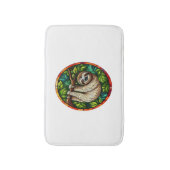 かわいいナマケモノのステンドグラスオーナメント バスマット (正面縦)