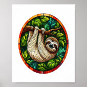 かわいいナマケモノのステンドグラスオーナメント ポスター (正面)