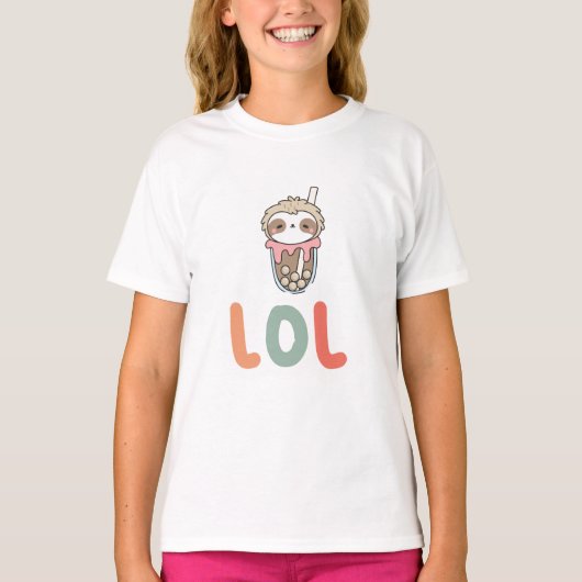 かわいいナマケモノのタピオカティー LOL Tシャツ (正面)