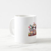 かわいいナマケモノのタピオカミルクティー 可愛い 女性 女子 コーヒーマグカップ (正面左)