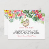 かわいいナマケモノのトロピカルフラワーブーケベイビーシャワー エンクロージャーカード (正面/裏面)