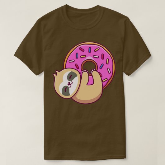 かわいいナマケモノのハグビッグドーナツ Tシャツ (デザイン正面)