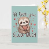 かわいいナマケモノのバレンタインぷん 「スローに愛してる」 カード (黄色い花)
