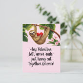 かわいいナマケモノのバレンタインカード 永遠に一緒にのんびりしよう シーズンカード (スタンド正面)