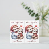 かわいいナマケモノのバレンタインパーティー教室カード ポストカード (スタンド正面)