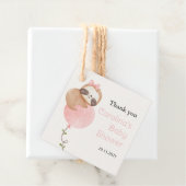 かわいいナマケモノのベビーガール赤ちゃんシャワー フェイバータグ (インサイチュ)