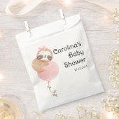 かわいいナマケモノのベビーガール赤ちゃんシャワー フェイバーバッグ (クリップ留めされた状態)