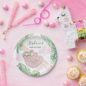 かわいいナマケモノのベビーガール赤ちゃんシャワー ペーパープレート (パーティー)