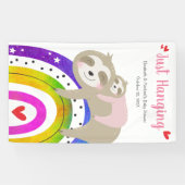 かわいいナマケモノのボホレインボインピンクベビーガールシャワー 横断幕 (横)