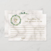 かわいいナマケモノのユーカリ赤ちゃんシャワー親 アドバイスカード (正面/裏面)