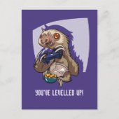 かわいいナマケモノのレベルアップ! ゲーム カートゥーン ポストカード (正面)