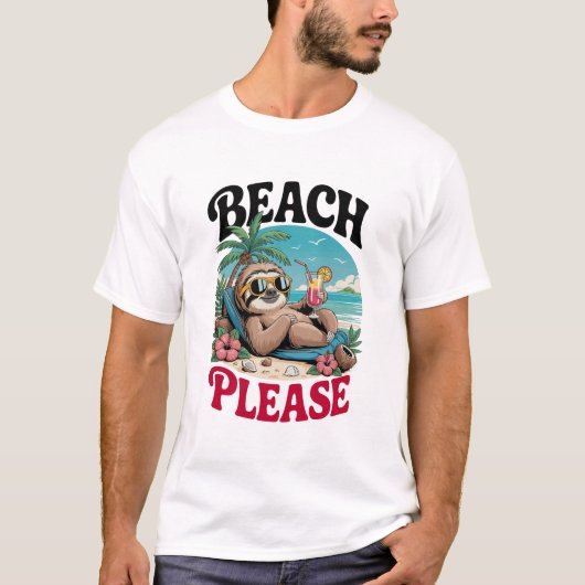 かわいいナマケモノの夏 Tシャツ (正面)