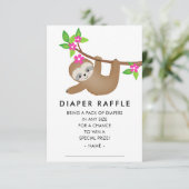 かわいいナマケモノの女の子 ベビーシャワーのおむつくじ エンクロージャーカード (スタンド正面)