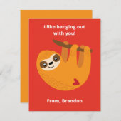 かわいいナマケモノの子供たち バレンタインデーの教室 ノートカード (正面/裏面)