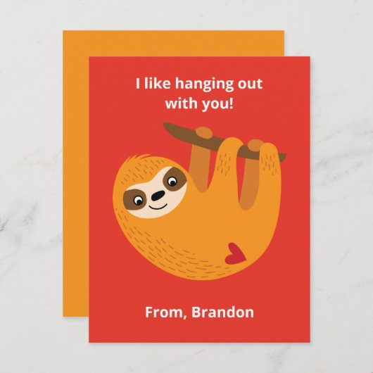 かわいいナマケモノの子供たち バレンタインデーの教室 ノートカード (正面/裏面)