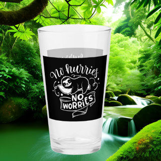 かわいいナマケモノの心配の言葉アート タンブラーグラス