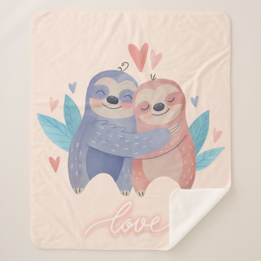 かわいいナマケモノの恋 シェルパブランケット (正面)