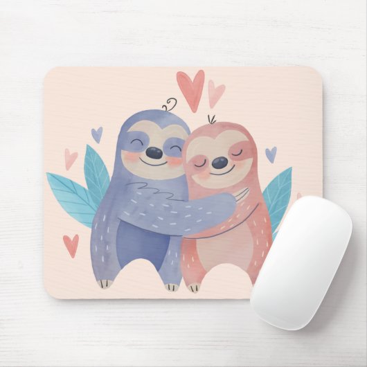 かわいいナマケモノの恋 マウスパッド (マウス)