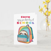 かわいいナマケモノの新しい学校のスターターカード 子供 カード (黄色い花)