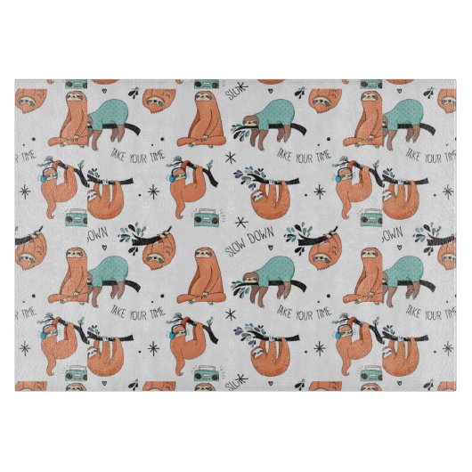 かわいいナマケモノの柄 カッティングボード (正面)