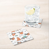 かわいいナマケモノの柄 スクエアペーパーコースター (インサイチュ)