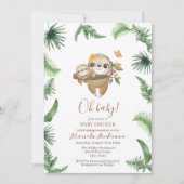 かわいいナマケモノの水の色ベビーシャワー 招待状 (正面)