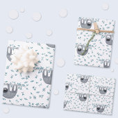 かわいいナマケモノの水彩模様 ラッピングペーパーシート