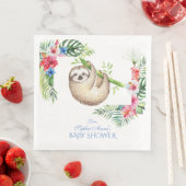 かわいいナマケモノの熱帯花フレーム赤ちゃんシャワー (インサイチュ)