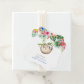 かわいいナマケモノの熱帯花フレーム赤ちゃんシャワー フェイバータグ (インサイチュ)