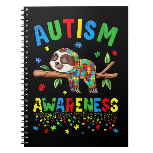かわいいナマケモノの自閉症啓発を全国で高める ノートブック (正面)