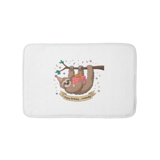 かわいいナマケモノの誕生日おめでとう バスマット (正面)