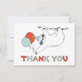 かわいいナマケモノの誕生日お礼カード サンキューカード (正面)