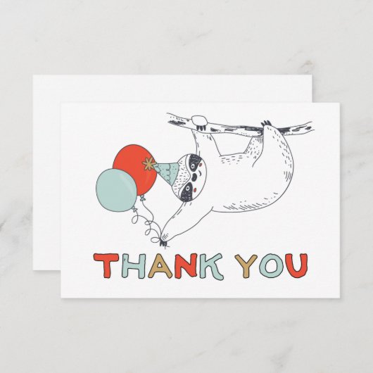かわいいナマケモノの誕生日お礼カード サンキューカード (正面/裏面)