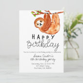 かわいいナマケモノの誕生日パーティー招待状 招待状 (スタンド正面)