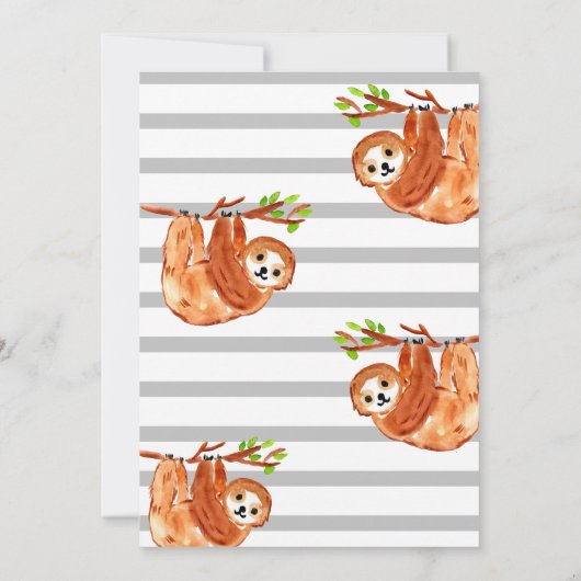 かわいいナマケモノの誕生日パーティー招待状 招待状 (裏面)