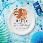 かわいいナマケモノの誕生日パーティー紙プレート ペーパープレート (パーティー)