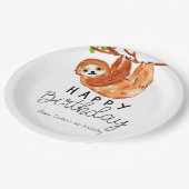 かわいいナマケモノの誕生日パーティー紙プレート ペーパープレート (アングル)